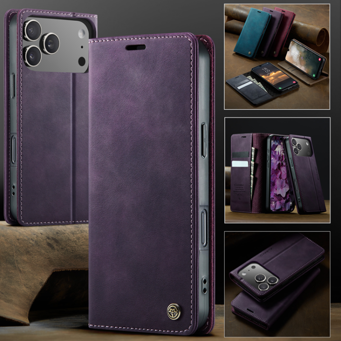 Caseme - Caseme iPhone 17 Pro Plånboksfodral RFID Blocking 033 - Lila