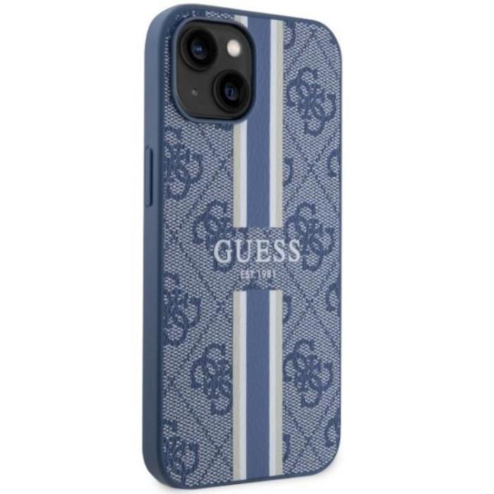 Guess - Guess iPhone 14 Plus Mobilskal MagSafe Printed Stripes Blå