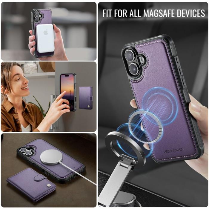 JEEHOOD - JEEHOOD J09 iPhone 17 Fodral med Kortfack RFID-Skydd Lila