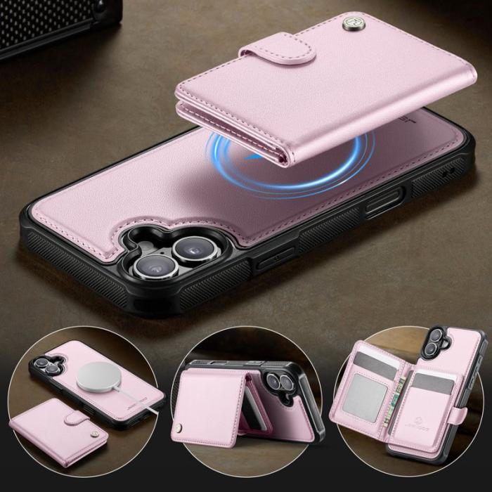 JEEHOOD - JEEHOOD J09 iPhone 17 Fodral med Kortfack RFID-Skydd - Rosa