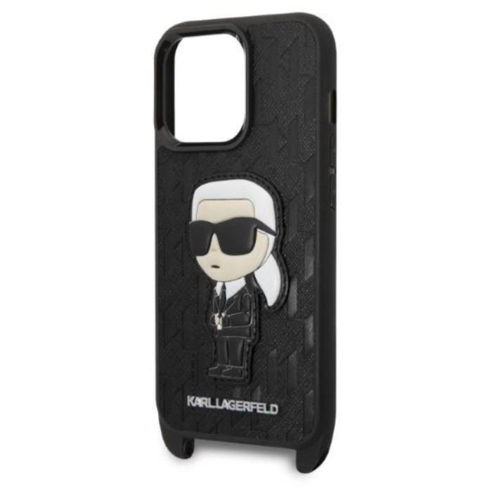 KARL LAGERFELD - Karl Lagerfeld iPhone 14 Pro Skal med halsband Ikonik Patch - Svart
