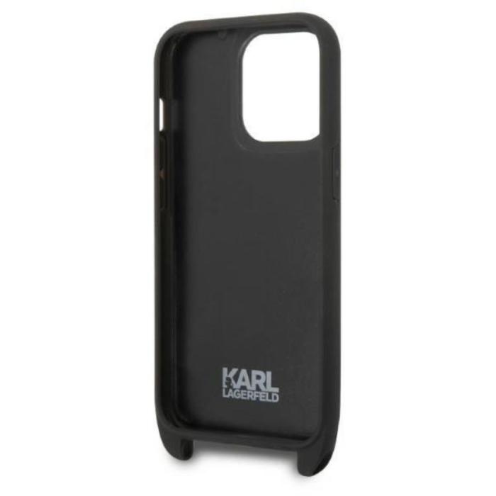 KARL LAGERFELD - Karl Lagerfeld iPhone 14 Pro Skal med halsband Ikonik Patch - Svart