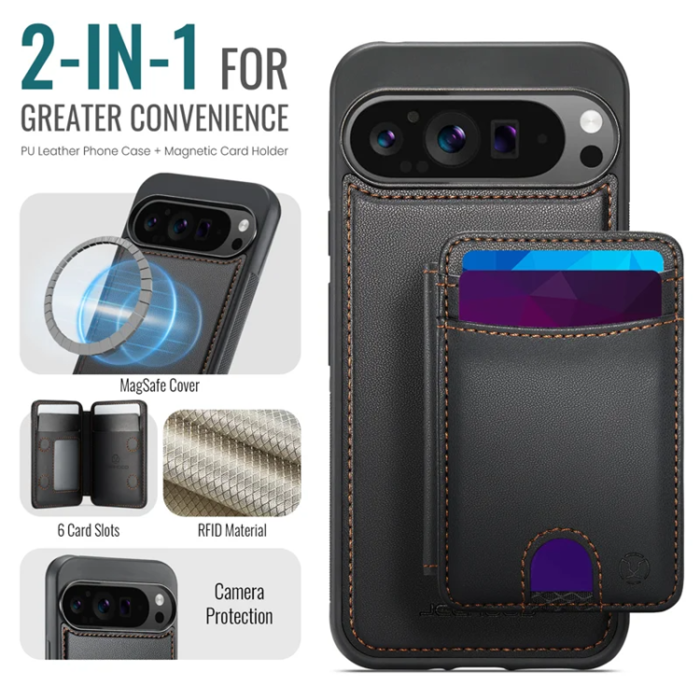 OEM - JEEHOOD Google Pixel 10 Pro XL Fodral KonstLäder - Svart