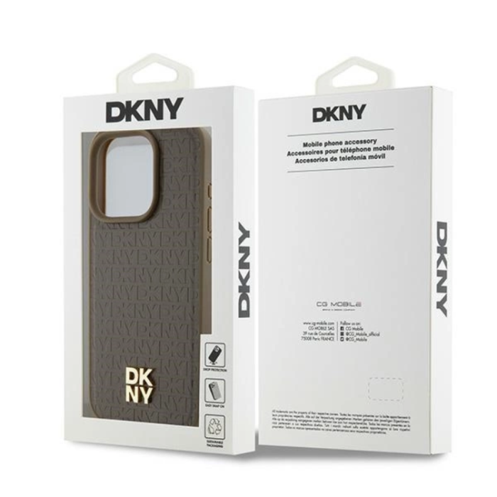 DKNY - DKNY iPhone 15/14 Plus Mobilskal Magsafe Läder Pattern Metal Logo
