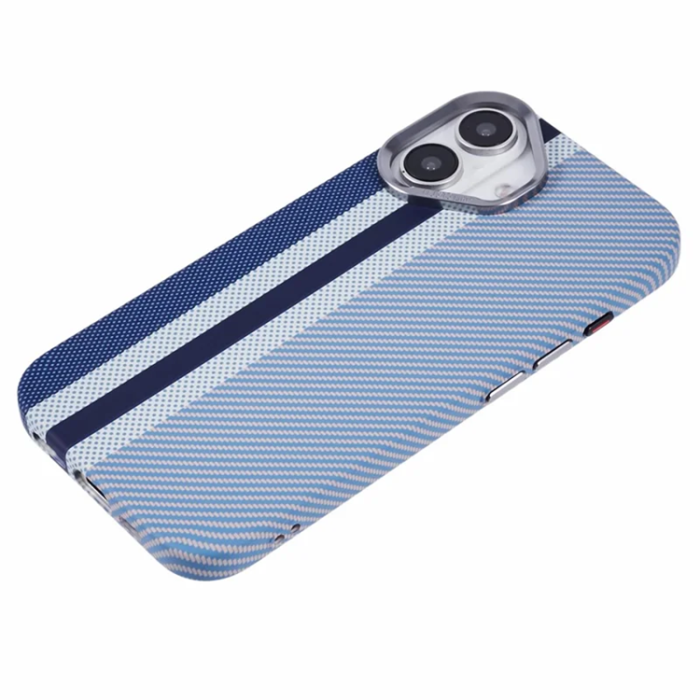 A-One Brand - iPhone 16 Plus Mobilskal Magsafe Kevlar Aramid Fiber - Blå