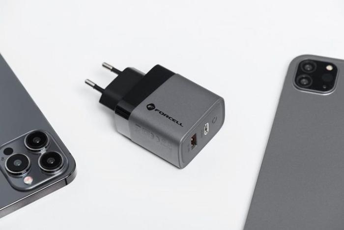 Forcell - Forcell F-Energy Väggladdare GaN 45W 1xUSB-C 1xUSB-A 4A PD QC 4.0