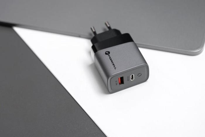 Forcell - Forcell F-Energy Väggladdare GaN 45W 1xUSB-C 1xUSB-A 4A PD QC 4.0