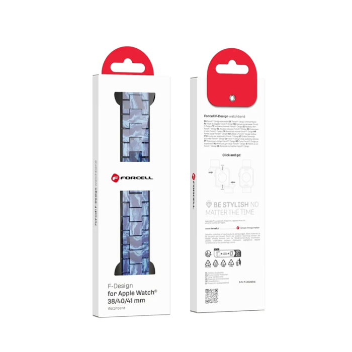 Forcell - Forcell Apple Watch (38/40/41) Armband Resin Marble - Blå