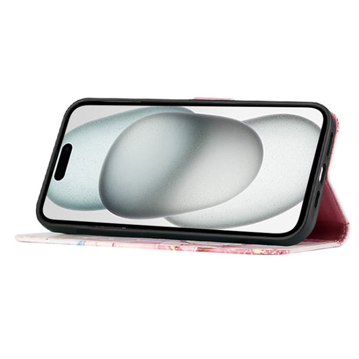 A-One Brand - iPhone 16 Plus Plånboksfodral Marble Pattern med Rem LS005