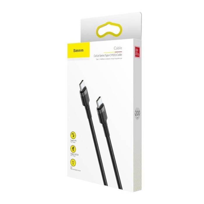 BASEUS - Baseus PD USB-C till USB-C kabel 60W 2m - Svart/Grå