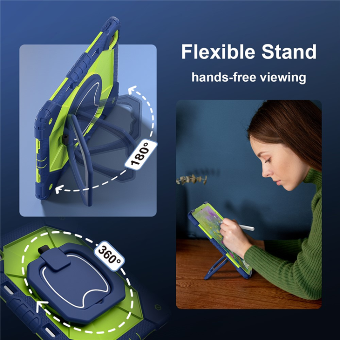 A-One Brand - iPad Air 13(2025/2024) Skal Kickstand Silikon+PC - Marinblå/Gulgrön