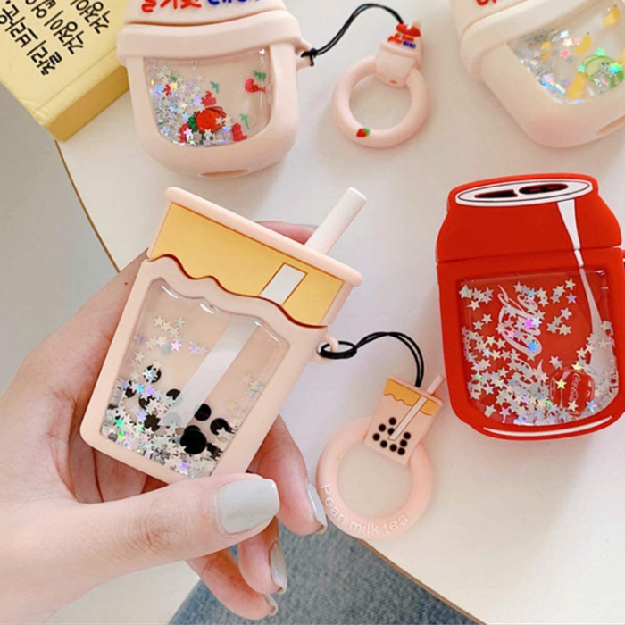 OEM - Airpods Pro Skal Boba Milk Tea Glitter - Rosa