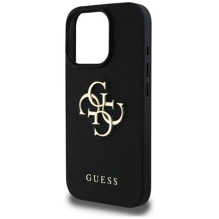 Guess - Guess iPhone 16 Pro Max Mobilskal Grained Big 4G Small Classic Logo - Svart