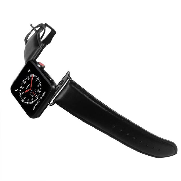 BUFFALO - BUFFALO äkta läder Apple Watch 2/3/4/5/6/7/SE (41/40/38mm) Armband - Svart