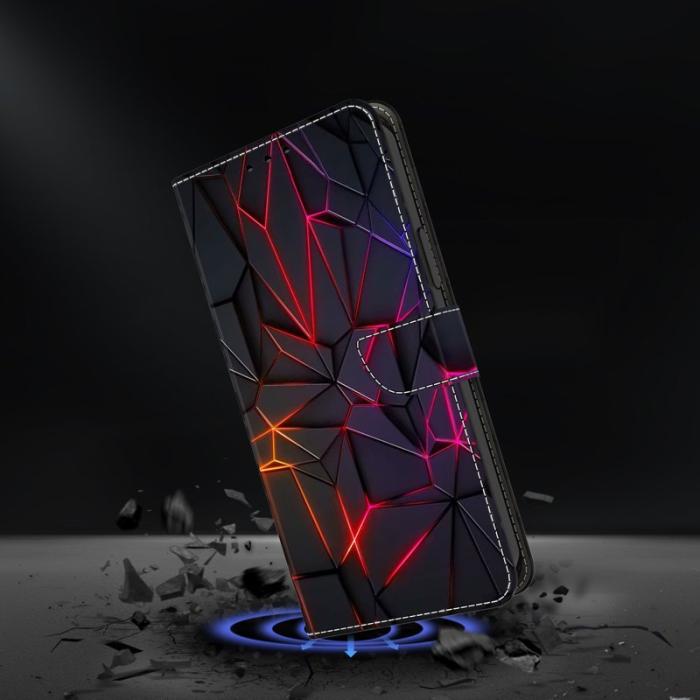 OEM - Samsung Galaxy S26 Plus Skal TPU + Konstläder Flip - Röd Sprickor