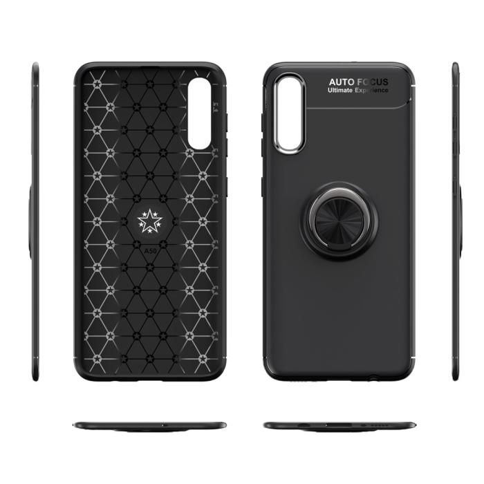 A-One Brand - Magnet Ring Flexicase Skal till Samsung Galaxy A50 - Svart