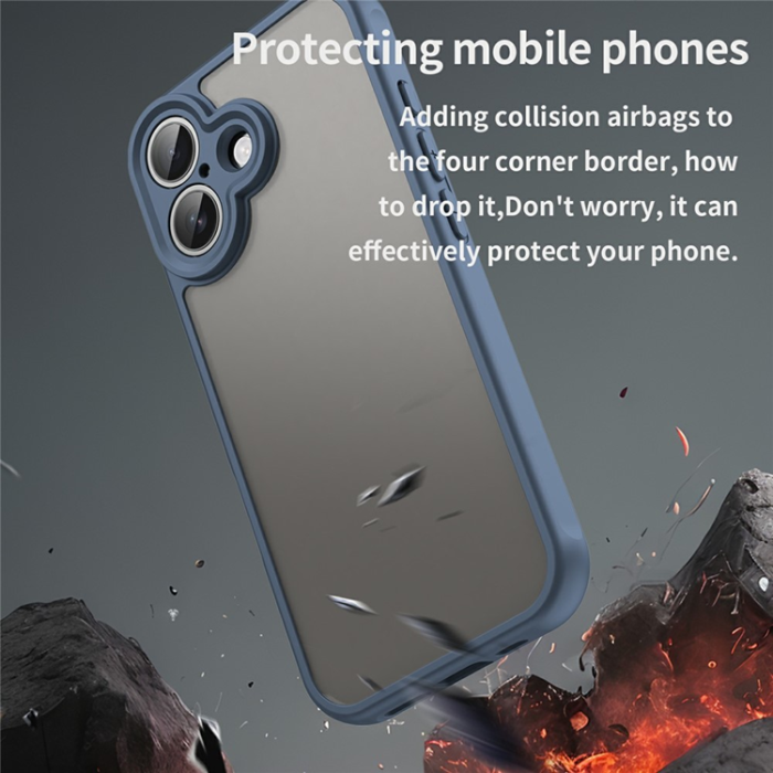 A-One Brand - iPhone 17 Mobilskal Frostade krockkuddar Drop Proof - Blå