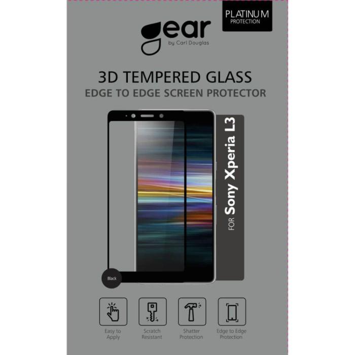 UTGATT1 - GEAR Härdat Glas 3D Full Cover Black Sony L3