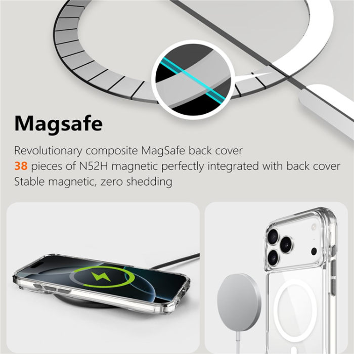 A-One Brand - iPhone 17 Pro Max Mobilskal MagSafe TPU + PC Crystal Clear