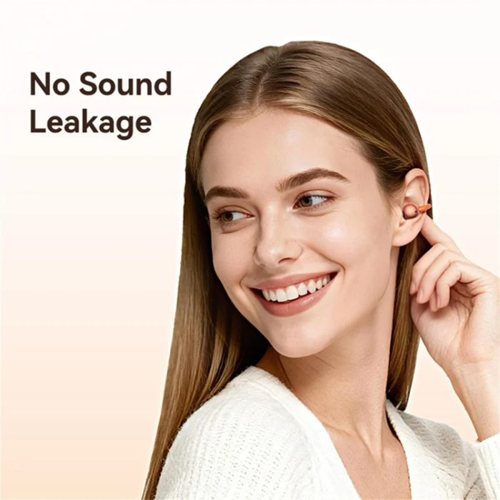 USAMS - USAMS Clip-On Trådlös Hörlurar Echo R03 Bluetooth 5.0 med 11 mm - Orange