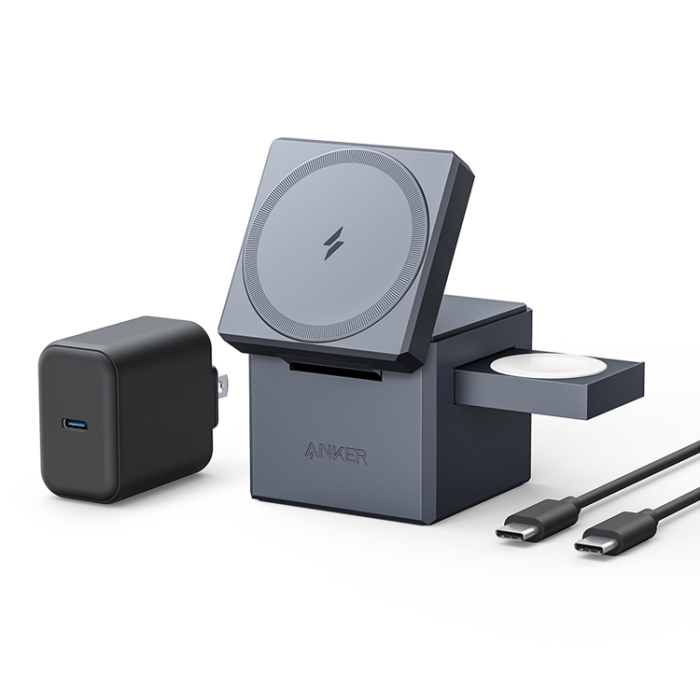 Anker - Anker 3-in-1 Trådlös Laddare Magsafe 15W iPhone, Apple Watch, AirPods - Grå