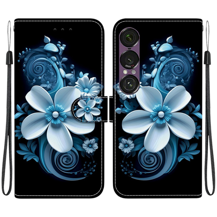 A-One Brand - Sony Xperia 1 VII Plånboksfodral med Lanyard Printing - Black Orchid