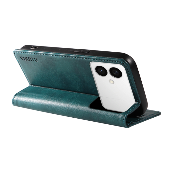 YIKATU - YIKATU Galaxy S26 Edge Plånboksfodral Litchi Läder - Blå