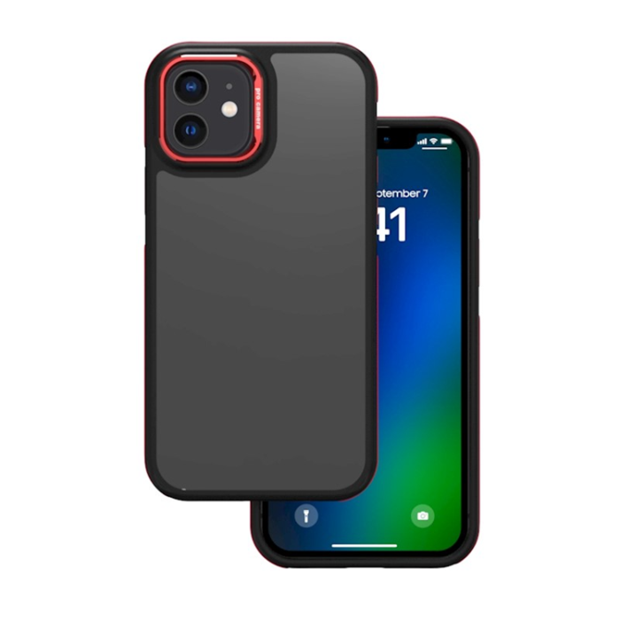 OEM - iPhone 12/12 Pro Mobilskal Crystal Black - Röd