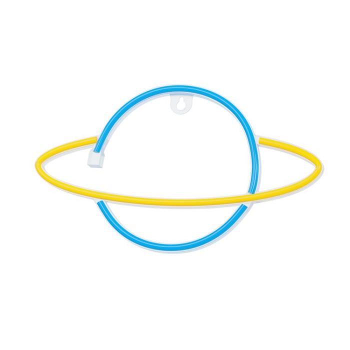 Forever Light - Forever Light LED Neon SATURN Bat FLNE11 + USB - Gul/Blå
