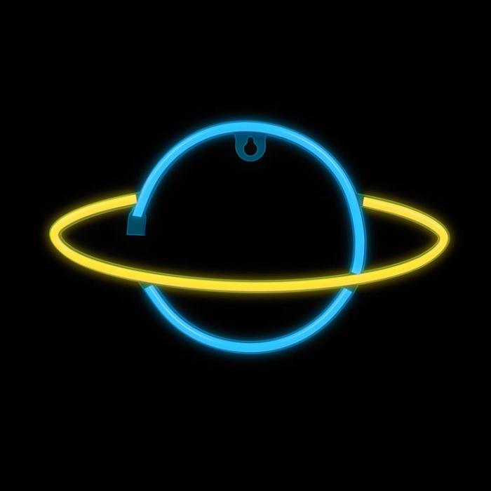 Forever Light - Forever Light LED Neon SATURN Bat FLNE11 + USB - Gul/Blå