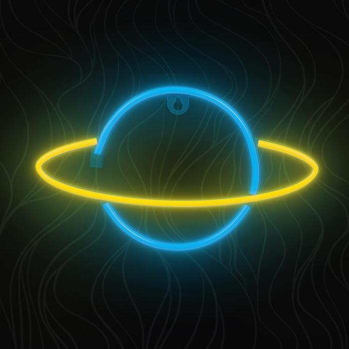 Forever Light - Forever Light LED Neon SATURN Bat FLNE11 + USB - Gul/Blå