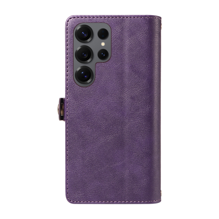 YIKATU - YIKATU Galaxy S25 Ultra Plånboksfodral Zipper Läder - Lila