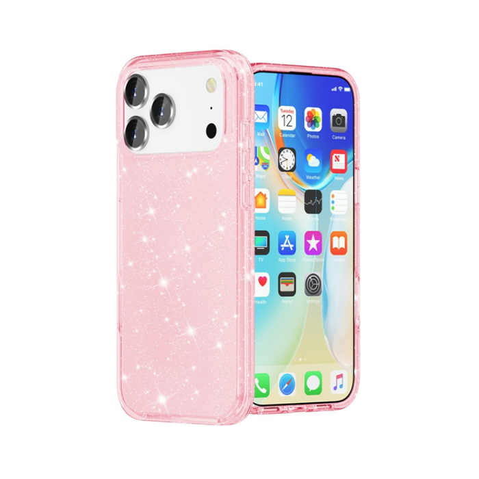 A-One Brand - iPhone 17 Pro Mobilskal Glittrande Puderglitter - Rosa