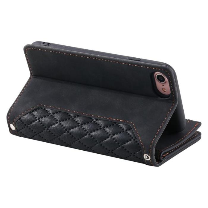 A-One Brand - iPhone 7/8/SE (2022/2020) Plånboksfodral Rhombus Grid - Svart