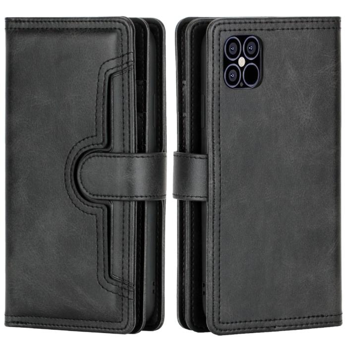OEM - Äkta Läder Plånboksfodral iPhone 13 Pro Max Multiple Card Slots - Svart