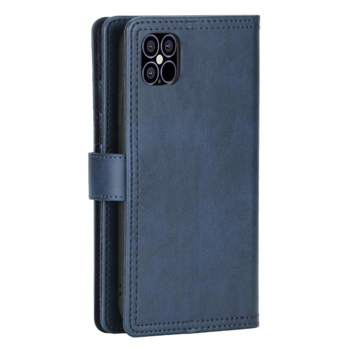 OEM - Äkta Läder Plånboksfodral iPhone 13 Pro Multiple Card Slots - Blå