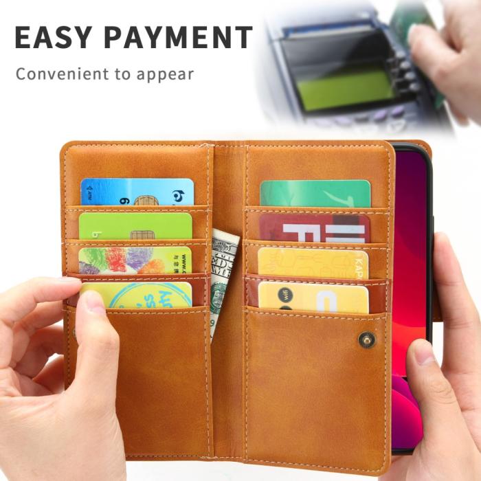 OEM - Äkta Läder Plånboksfodral iPhone 13 Multiple Card Slots - Brun