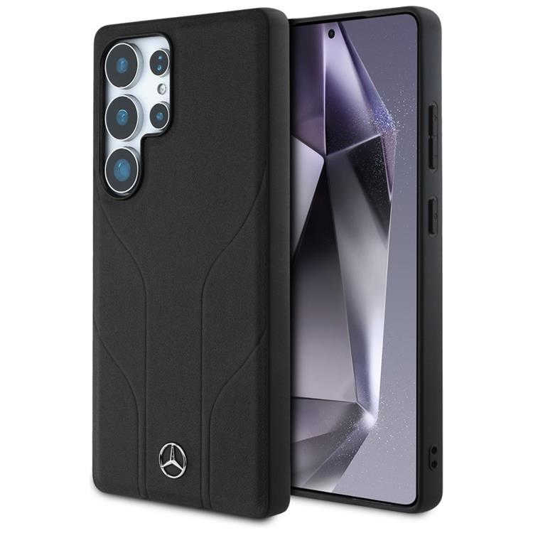 Mercedes Galaxy S25 Ultra Mobilskal MagSafe Läder Debossed Lines - Svart | 2353 | AlltMobil