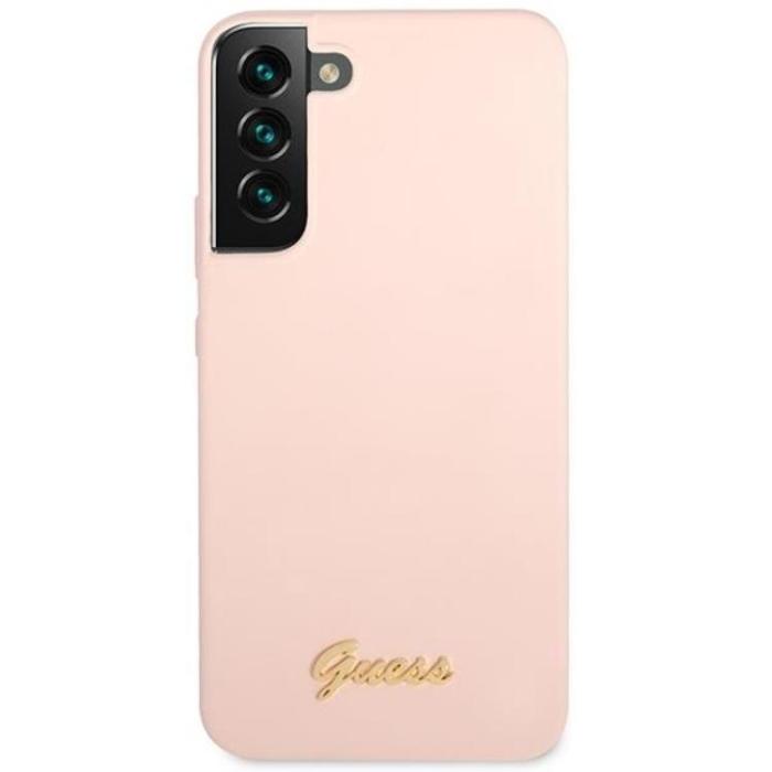 Guess - Guess Galaxy S23 Plus Skal Silicone Script Metal Logo - Rosa
