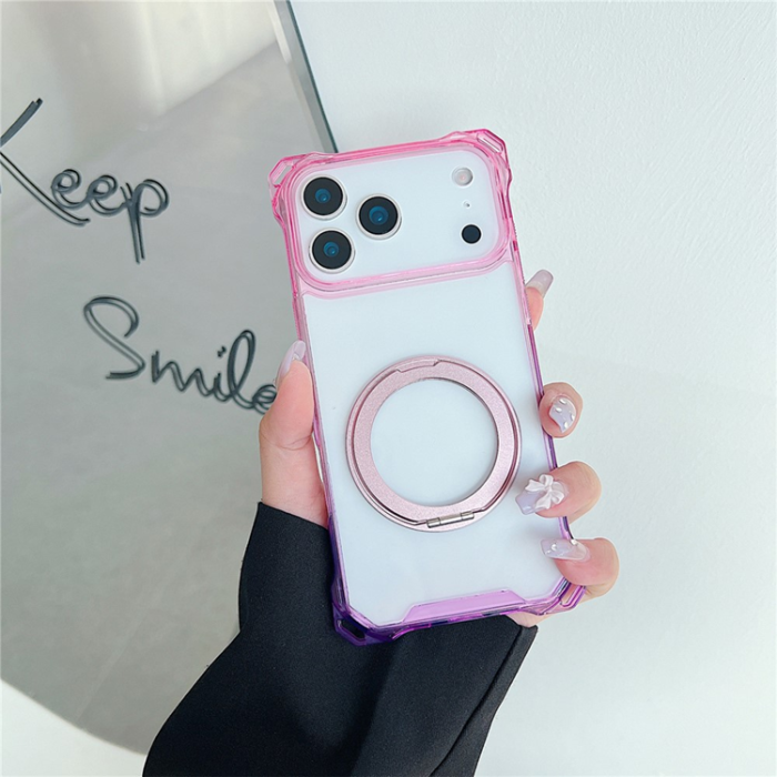 A-One Brand - iPhone 17 Pro Mobilskal MagSafe Ring Kickstand - Rosa / Lila