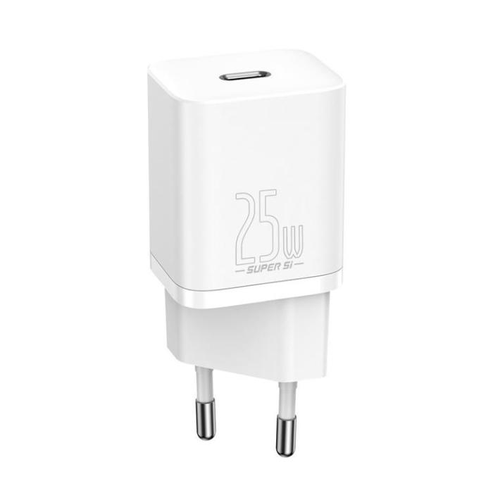 BASEUS - Baseus EU Super Väggladdare USB Type-C Kabel 1m 25W - Vit