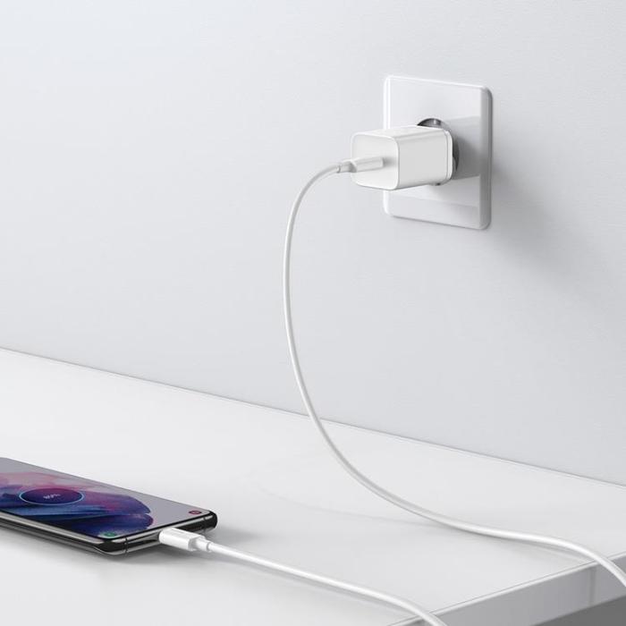 BASEUS - Baseus EU Super Väggladdare USB Type-C Kabel 1m 25W - Vit