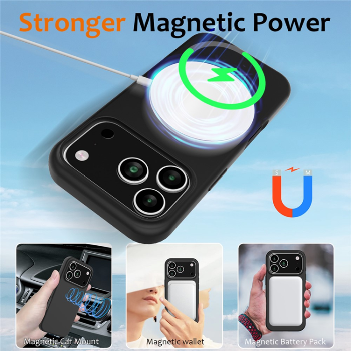 A-One Brand - iPhone 17 Pro Max Mobilskal MagSafe Silikon Anti-Drop - Svart