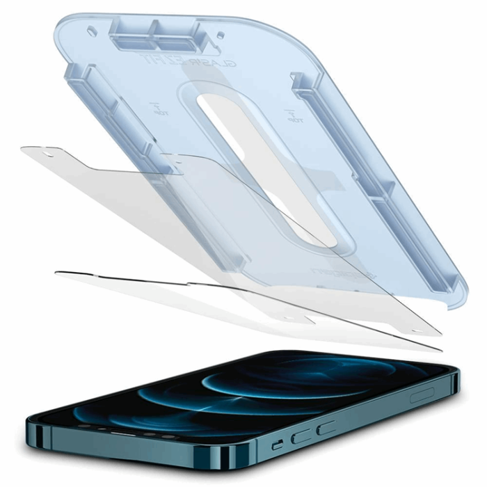 Spigen - SPIGEN Ez Fit 2-Pack Härdat Glas Skärmskydd.Tr iPhone 12 Pro Max - Svart