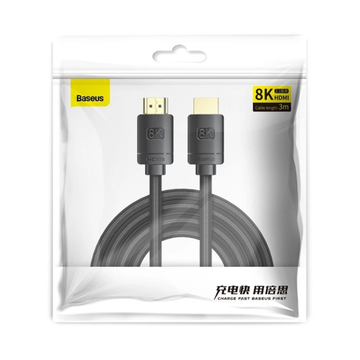 BASEUS - Baseus HDMI 8K Kabel HDR 48 Gbps 3 m - Svart