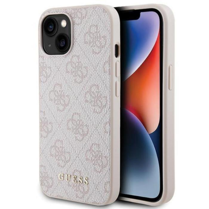 Guess - Guess iPhone 15 Mobilskal Metall Gold Logo - Rosa