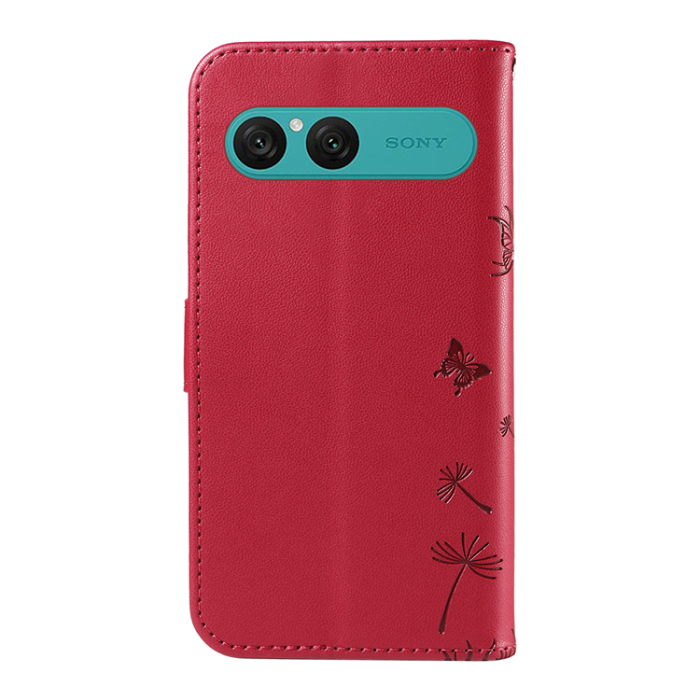 A-One Brand - Sony Xperia 10 VII Plånboksfodral Strap Dandelion Läder - Röd