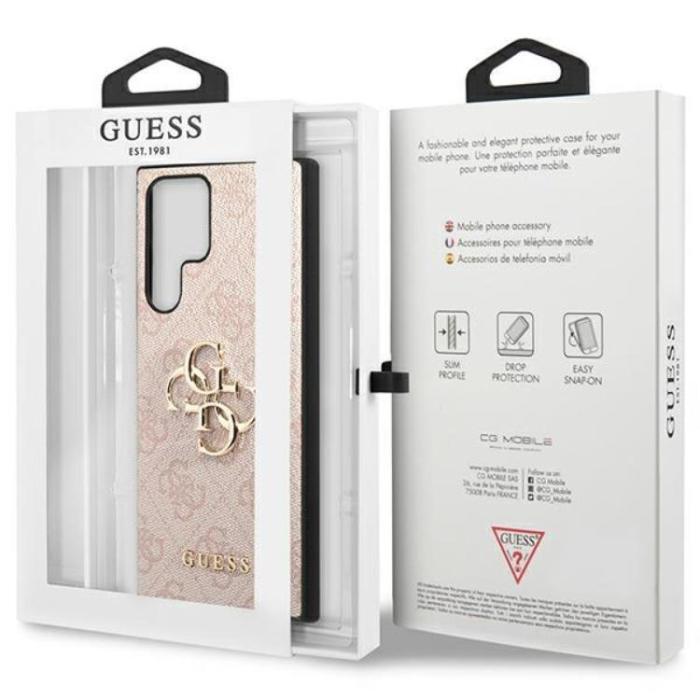 UTGATT5 - Guess Galaxy S23 Ultra Skal 4G Big Metal Logo - Rosa