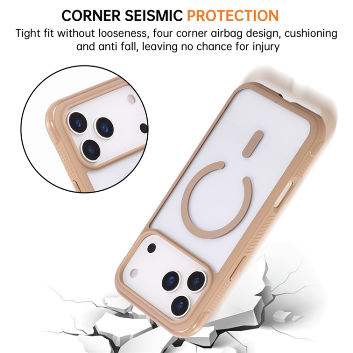 A-One Brand - iPhone 17 Pro Mobilskal MagSafe TPU+PC Transparent - Coffee