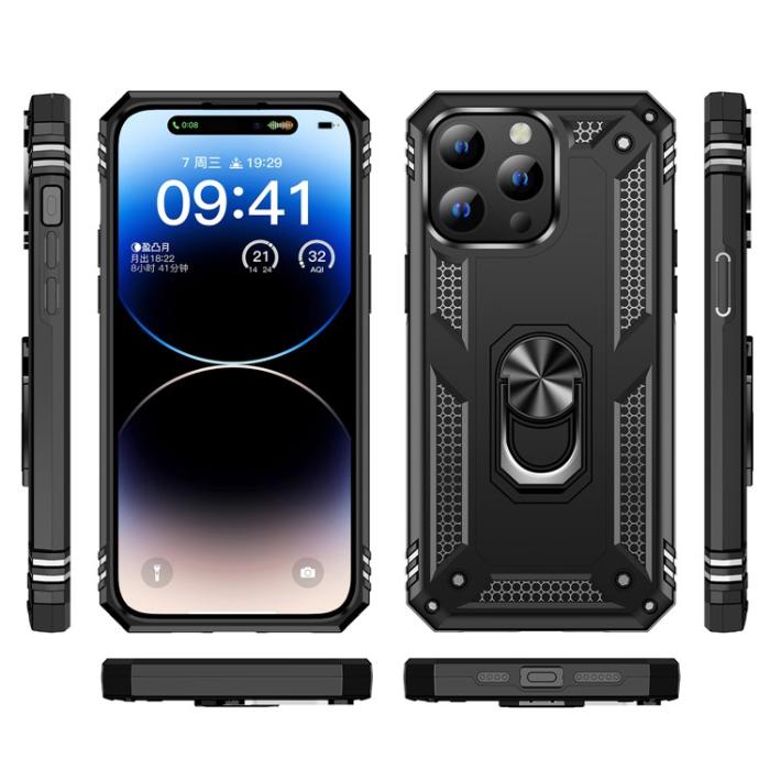 OEM - iPhone 15 Pro Mobilskal Kickstand - Svart